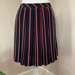 Pleated shirt-dark navy with red & white stripes